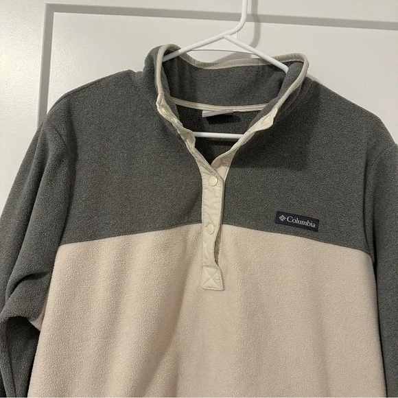Columbia Sportswear Company Cream Grey Snap Fleece Pullover Sweater Size XL - Picture 4 of 12